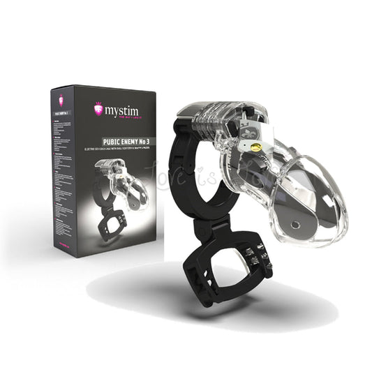 Mystim E-stim Cock Cage Public Enemy No 3 With Ball Squeezer