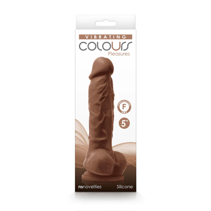 NS Novelties Colours Pleasures Vibrating 5" Silicone Dildo Brown or Bl