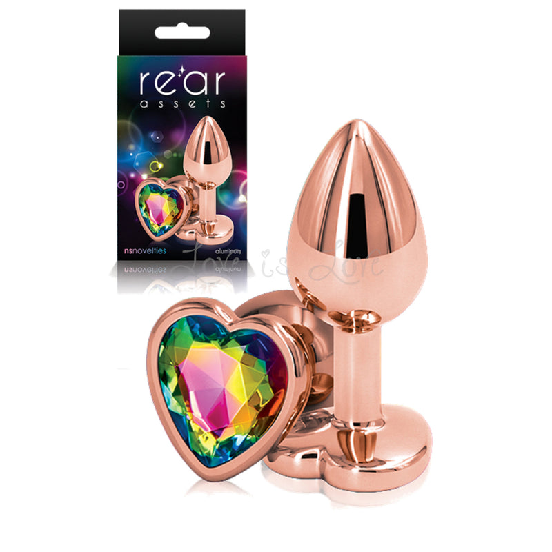NS Novelties Rear Assets Rose Gold Heart Rainbow or Gem Pink