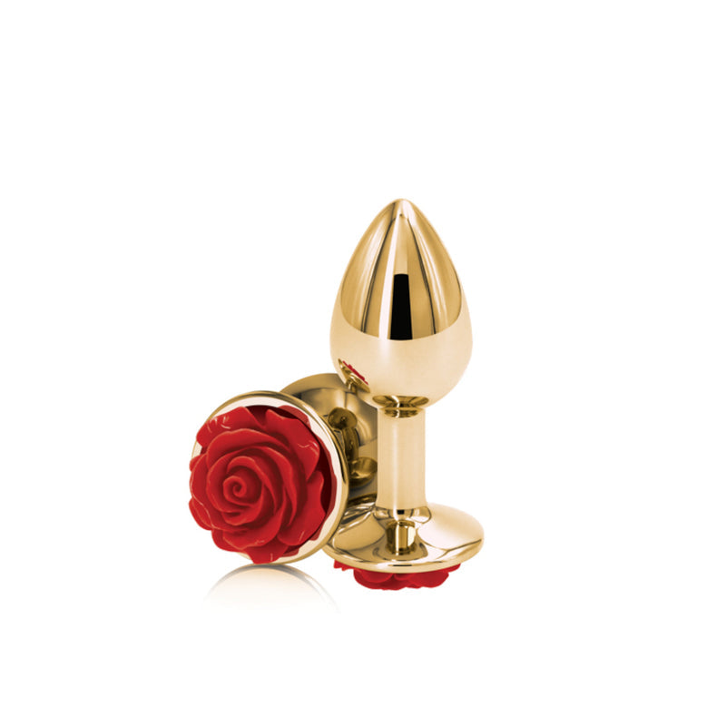 NS Novelties Rear Assets Rose Anal Plug Gold/Red or Silver/Black or Rose Gold/Pink or Silver/Purple