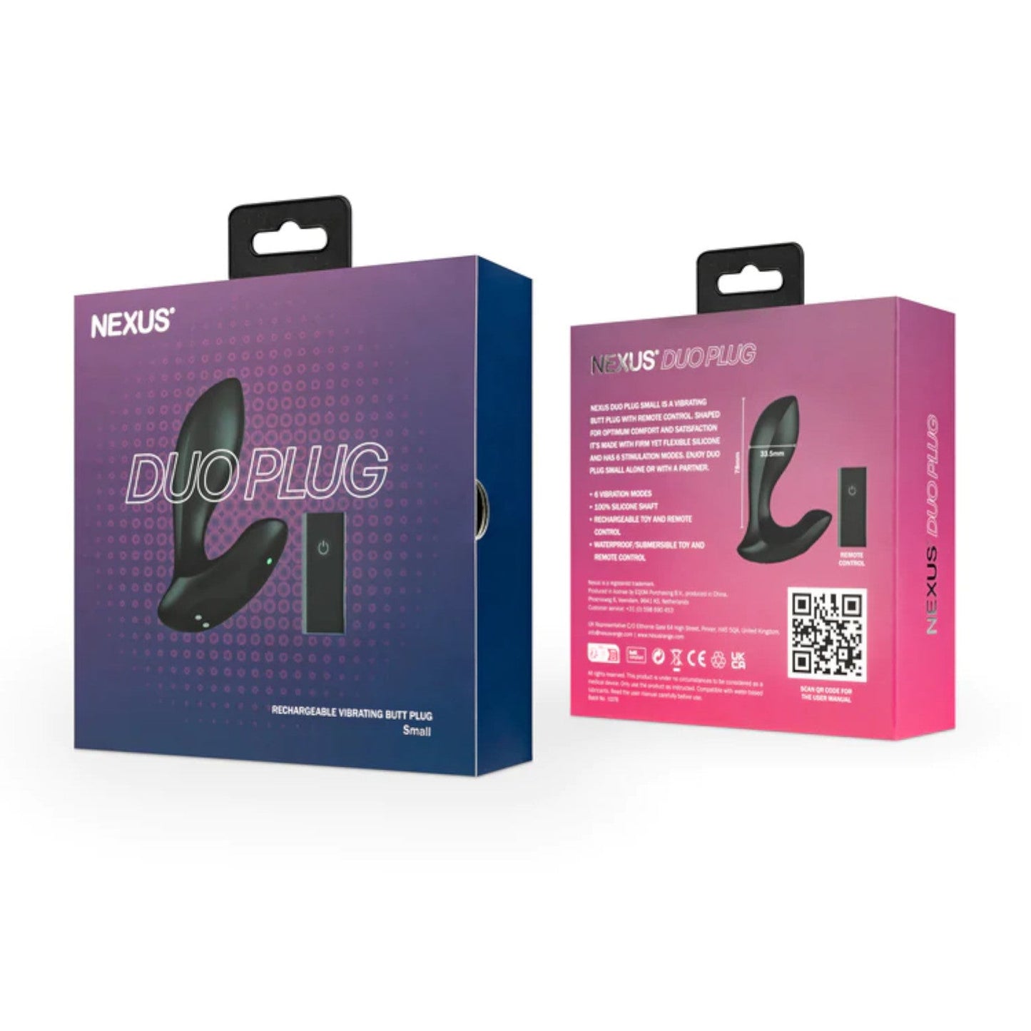 Nexus Duo Plug Rechargeable Remote Controlled Vibrating Butt Plug Small