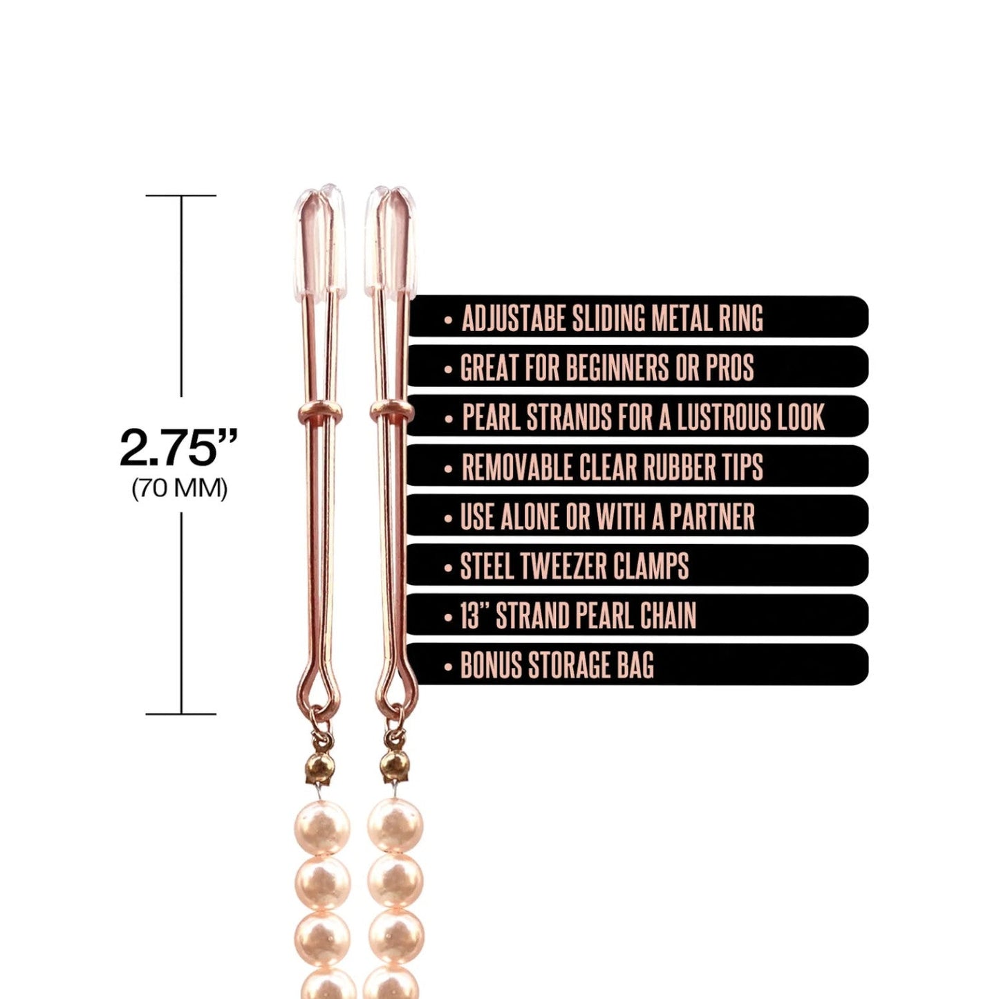 Nixie Pearl Drop Tweezer Nipple Clamp Rose Gold