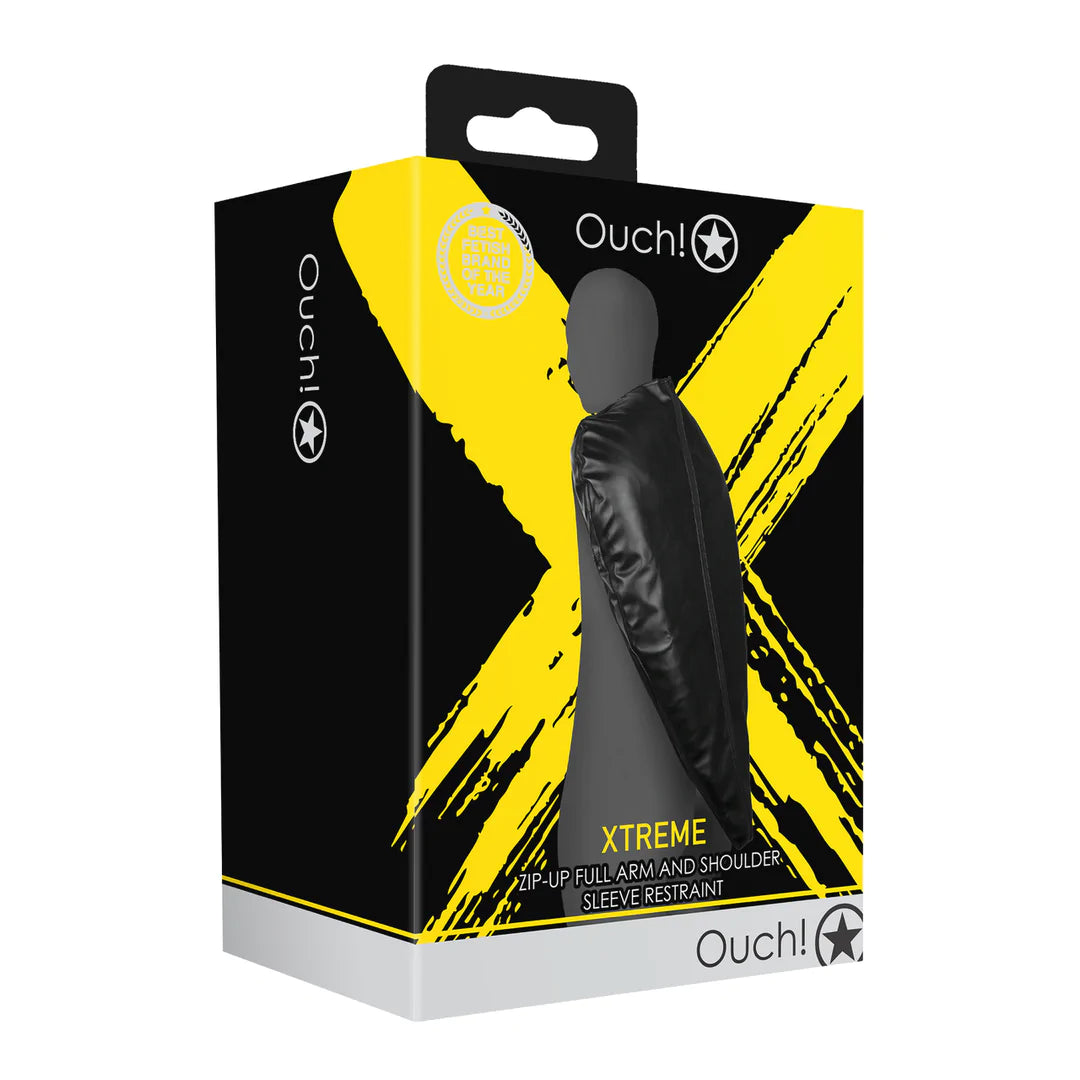 Shots Ouch! Xtreme Zip-Up Full Arm and Shoulder Sleeve Restraint Black