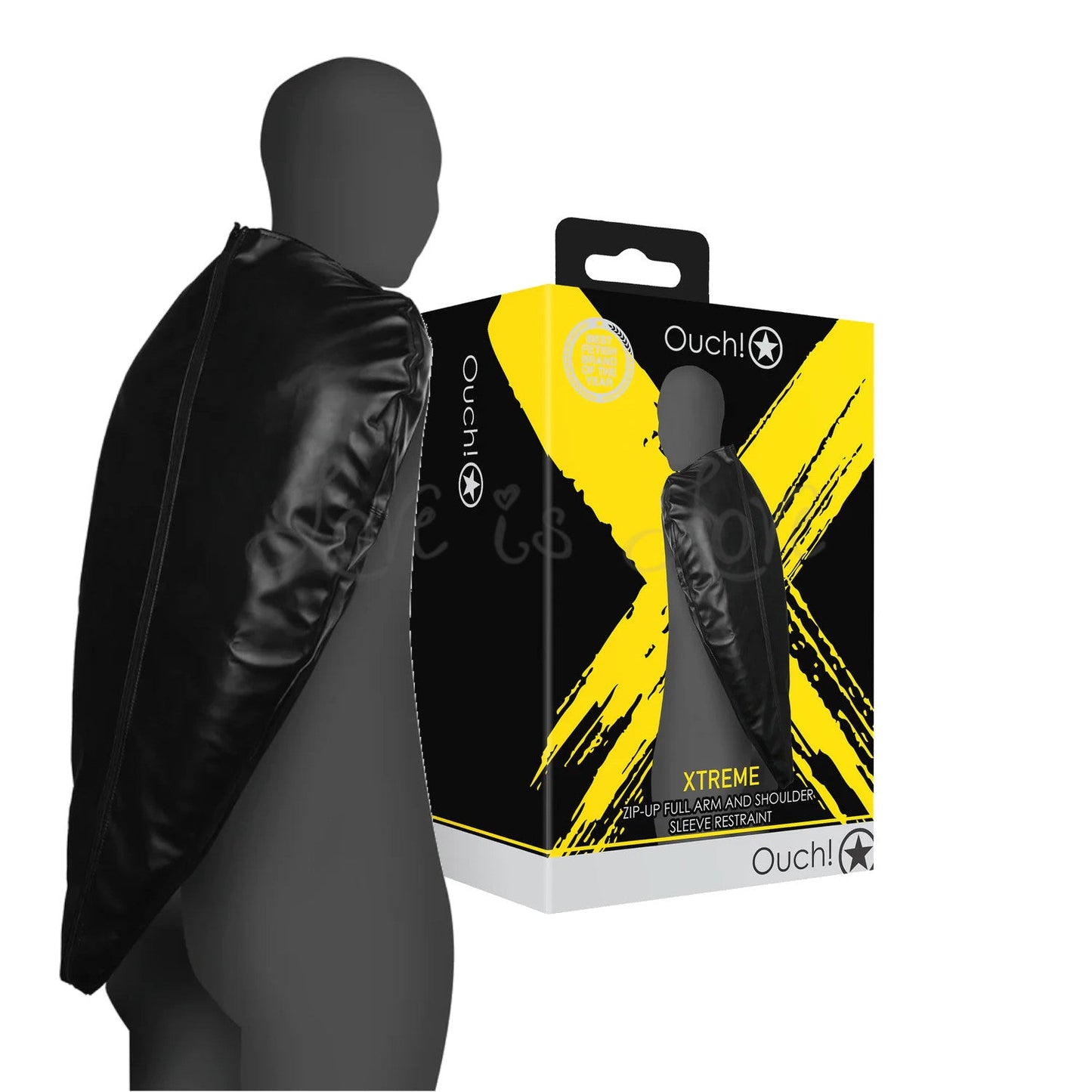 Shots Ouch! Xtreme Zip-Up Full Arm and Shoulder Sleeve Restraint Black