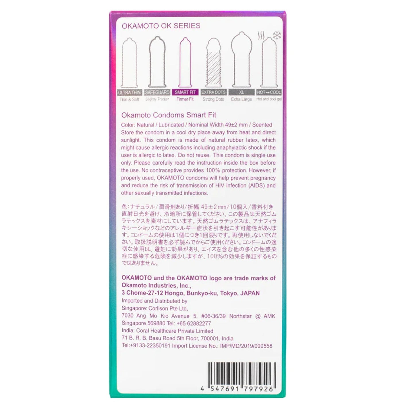 Okamoto OK Smart Fit Condoms 10pcs