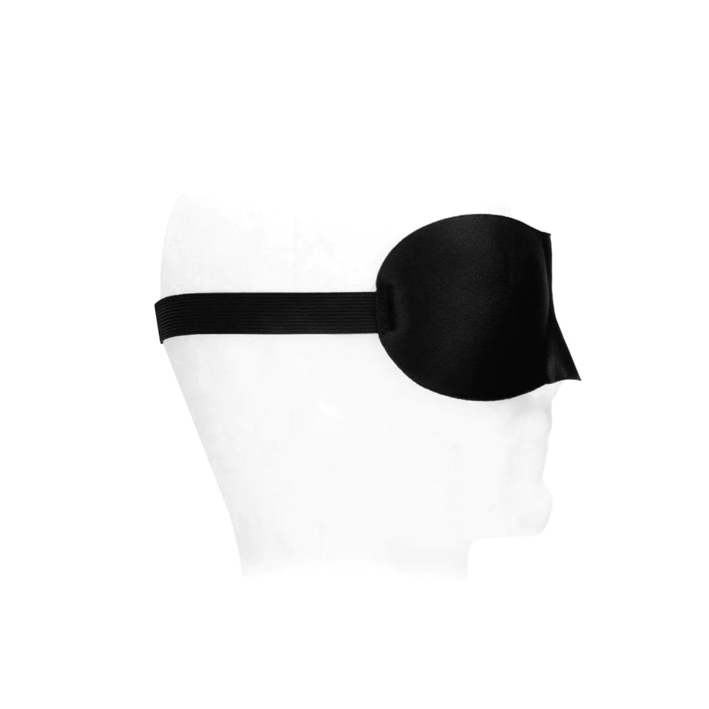 Shots Ouch! Black & White Satin Curvy Eye Mask With Elastic Straps