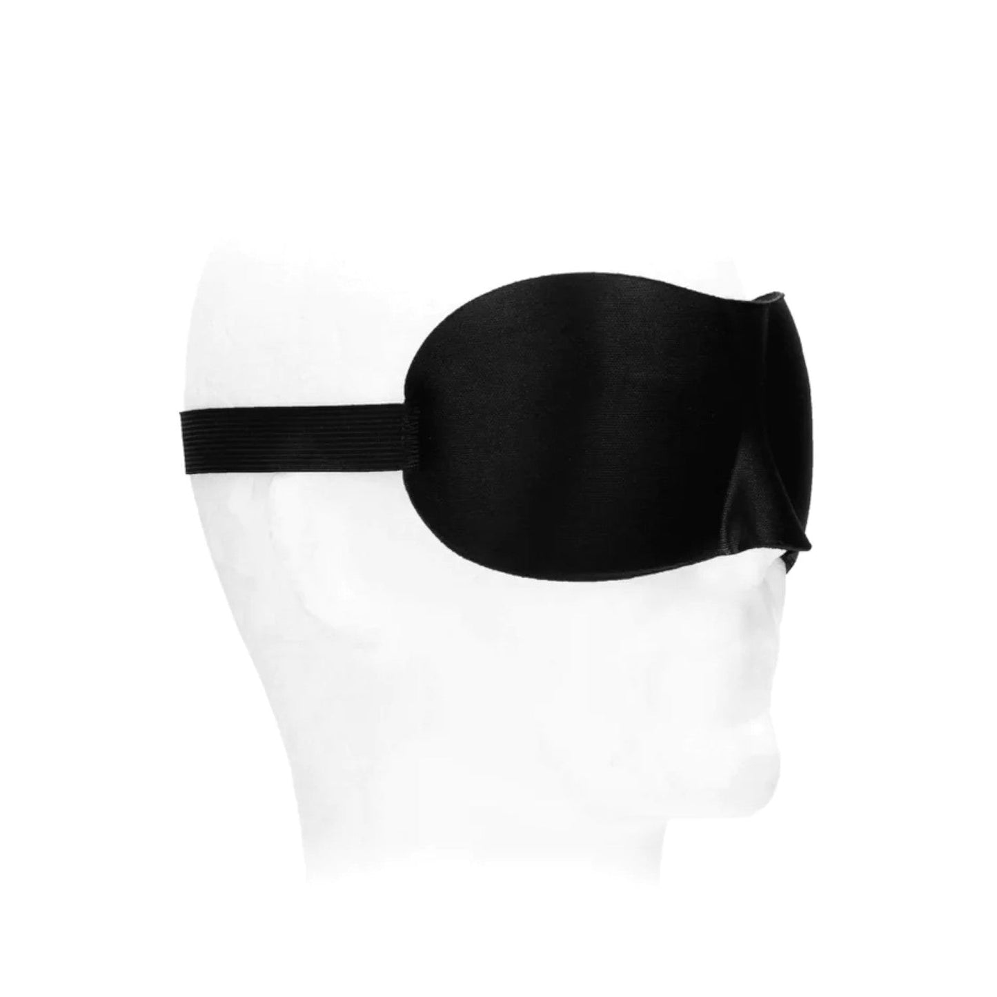 Shots Ouch! Black & White Satin Curvy Eye Mask With Elastic Straps