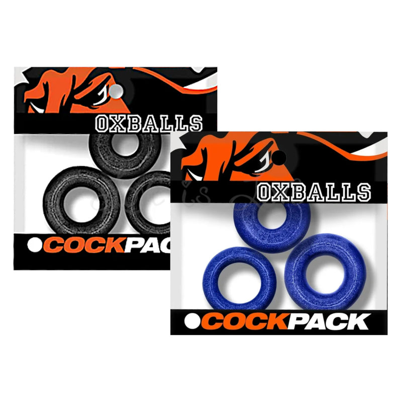 Oxballs Cockpack 3-Pack Multi-Size Multi-Shape Cock Rings: Black Mica
