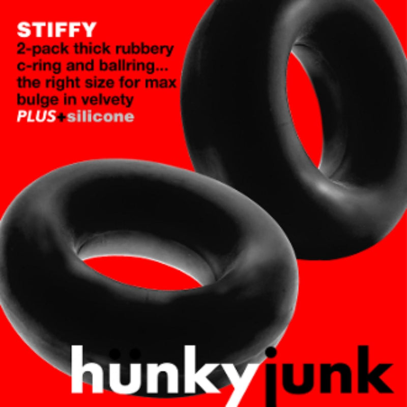 Oxballs Hunkyjunk Stiffy Bulge Silicone C-Rings 2-Pack Tar Ice or Clear ice