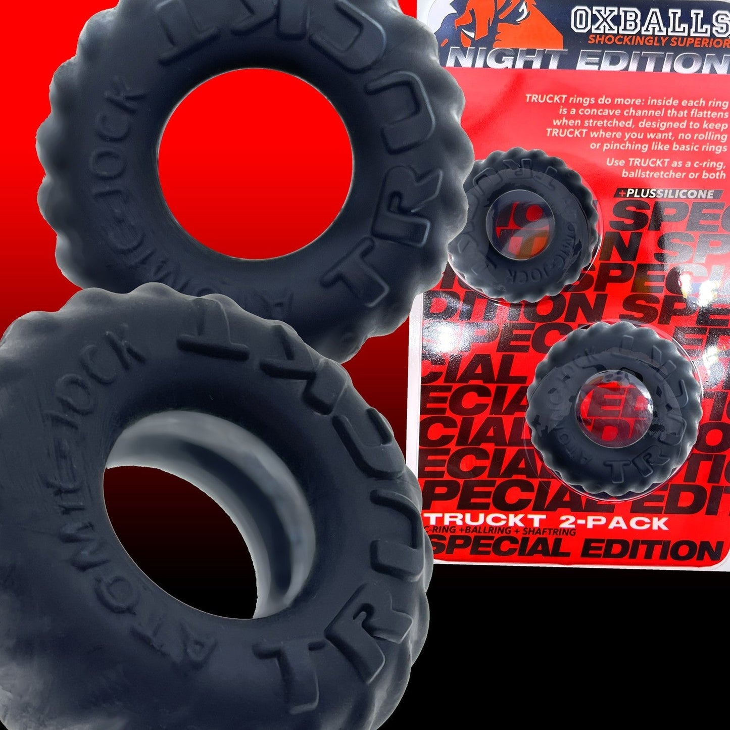 Oxballs TruckT Cock and Ball Ring Special Edition Velvet Feel Night Black