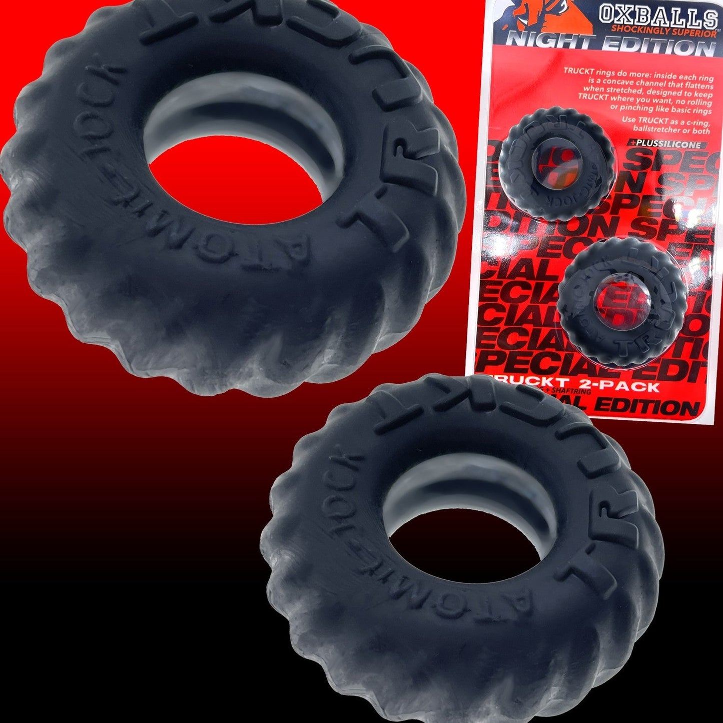 Oxballs TruckT Cock and Ball Ring Special Edition Velvet Feel Night Black