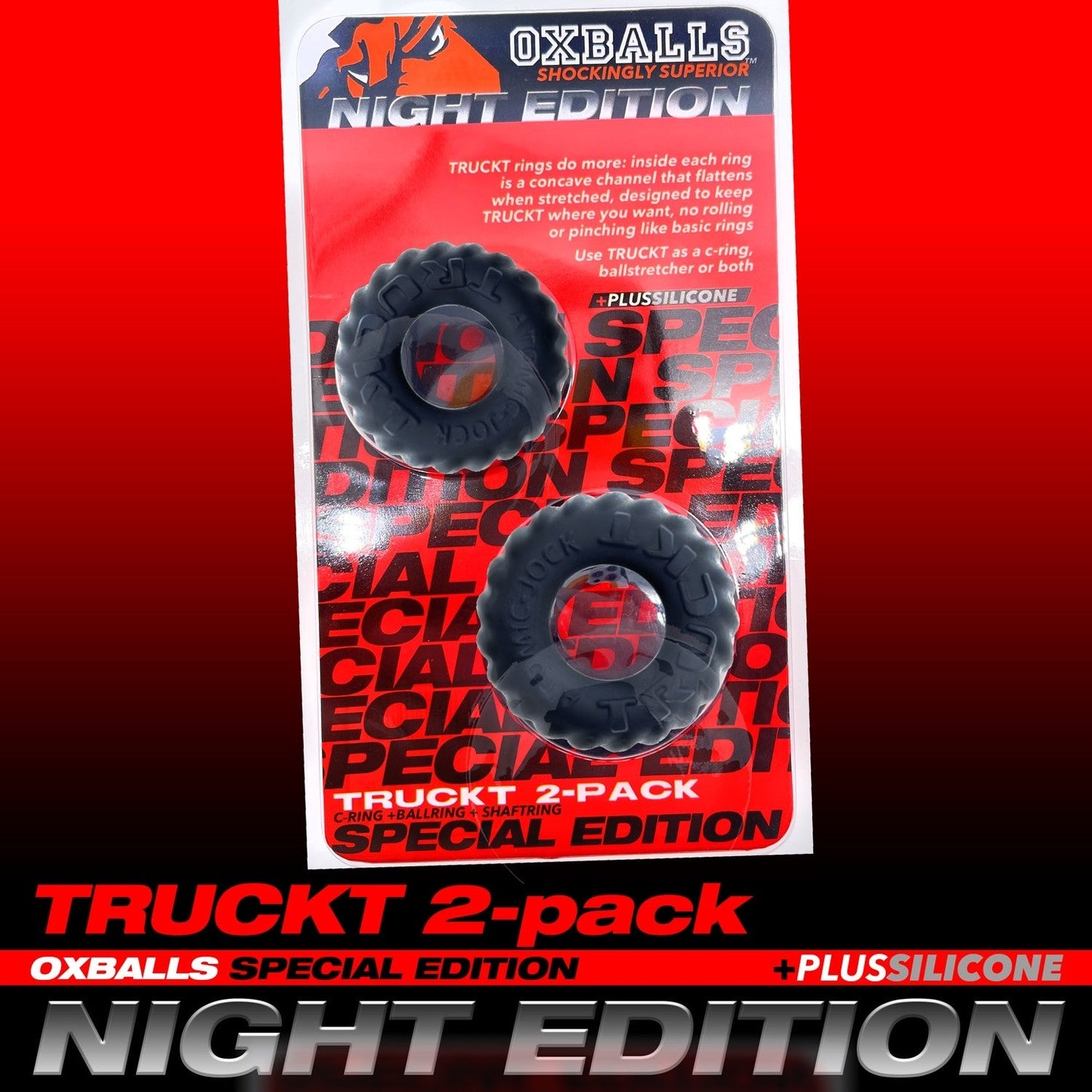 Oxballs TruckT Cock and Ball Ring Special Edition Velvet Feel Night Black