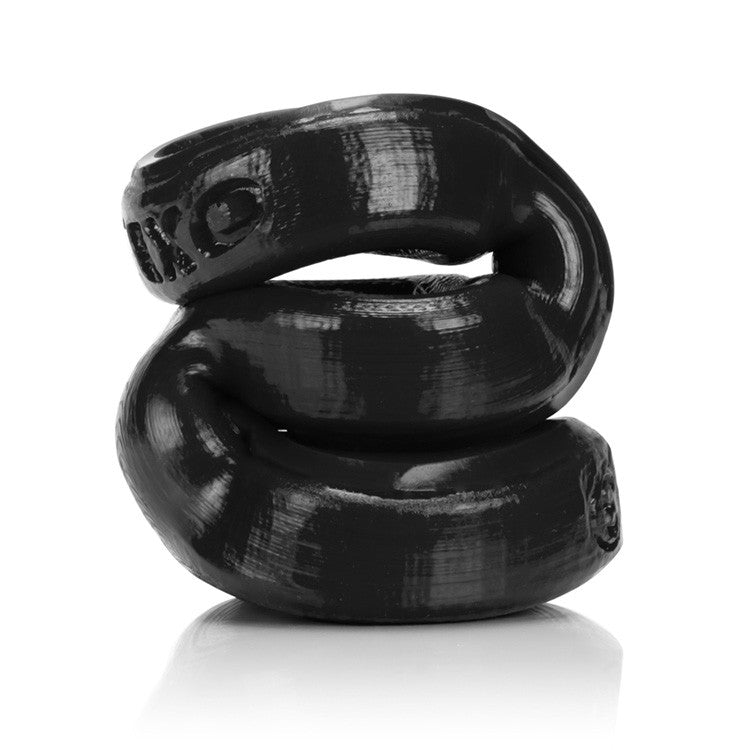 Oxballs 3-Ball Cock Ring with 2 Attached Ball Stretchers: Black or Blue
