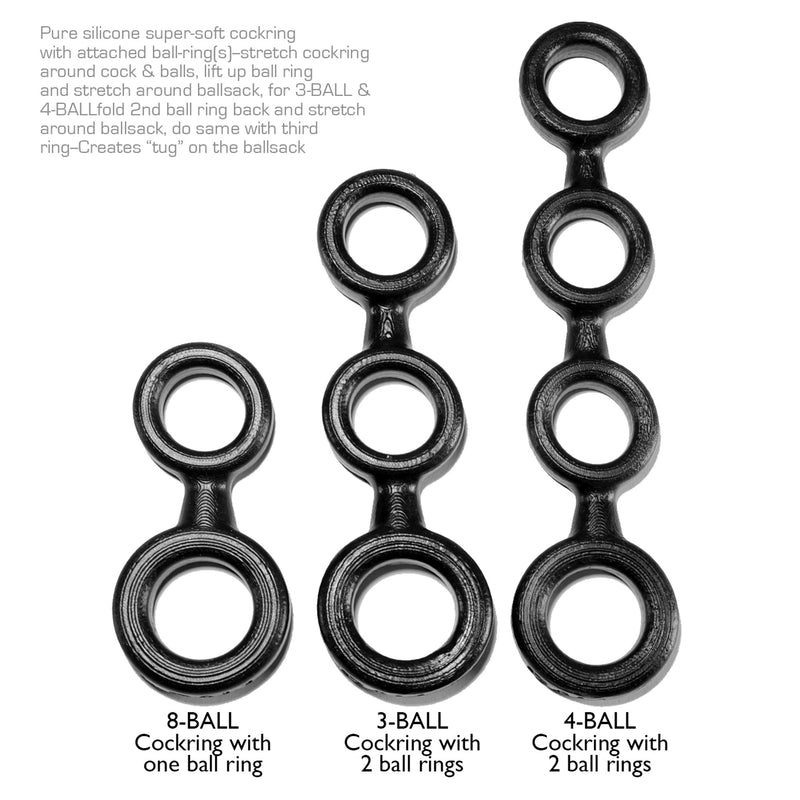 Oxballs 4-Ball Cock Ring With 3-Attached Ball Rings OX-1079