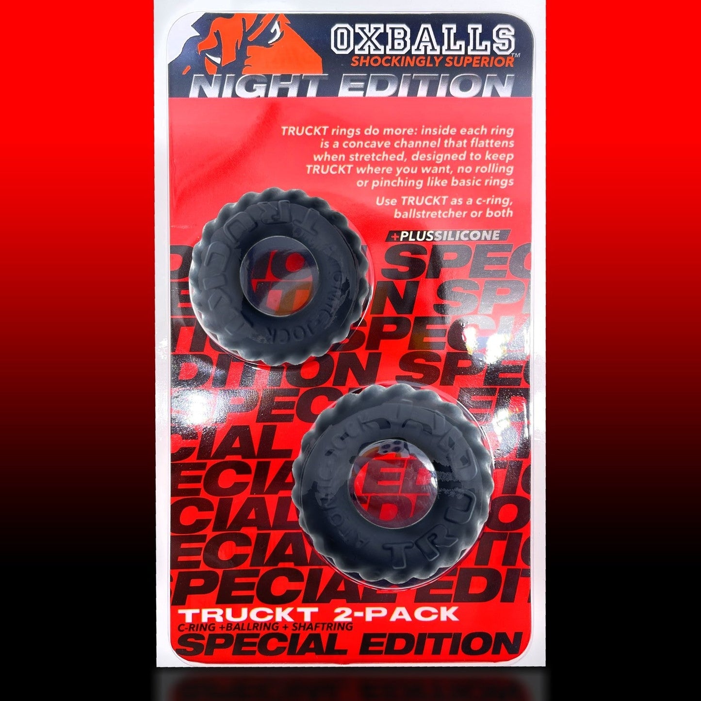 Oxballs TruckT Cock and Ball Ring Special Edition Velvet Feel Night Black