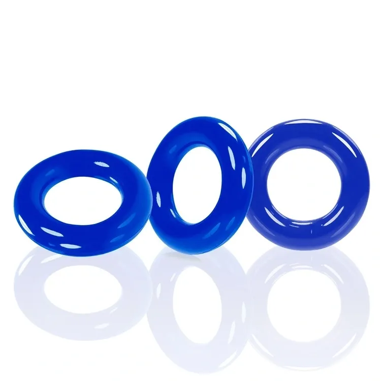Oxballs Willy Ring 3-Pack Super-Stretch Cock Rings Black or Clear or Police Blue