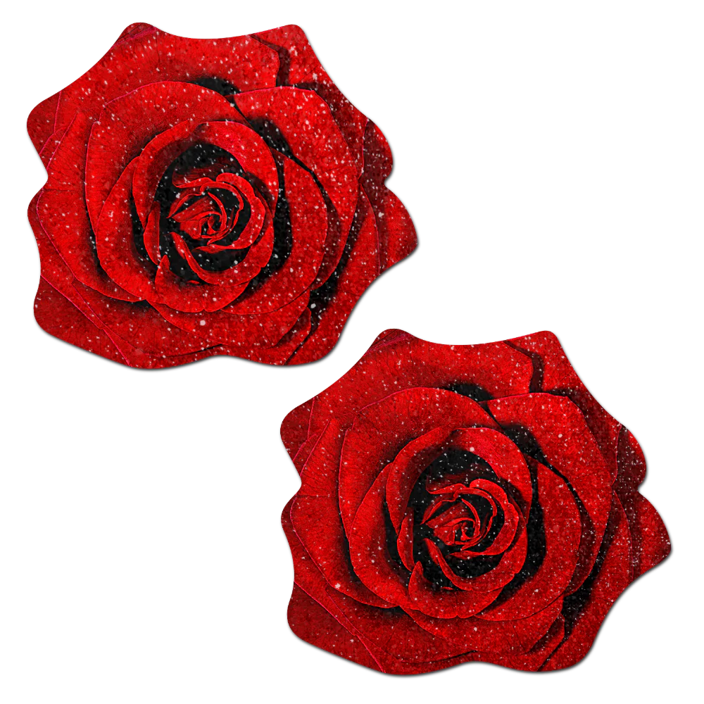 Pastease Premium Glitter Velvet Blooming Rose Pasties Red