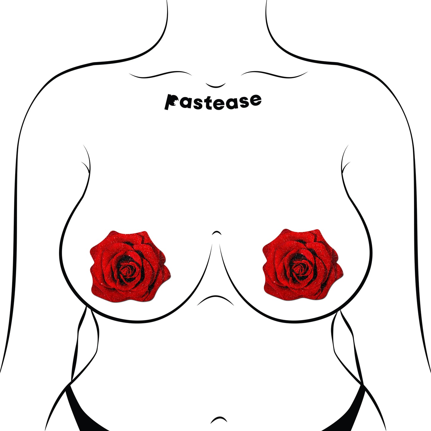 Pastease Premium Glitter Velvet Blooming Rose Pasties Red