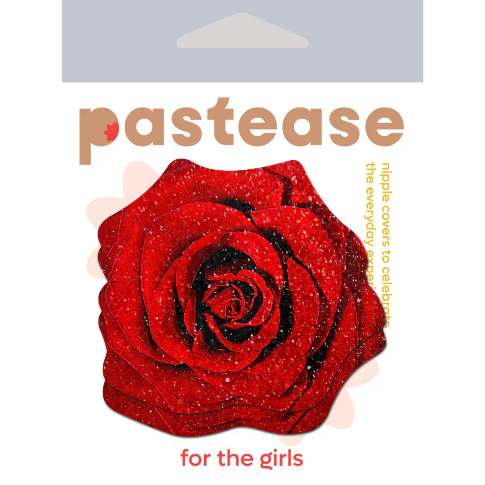 Pastease Premium Glitter Velvet Blooming Rose Pasties Red