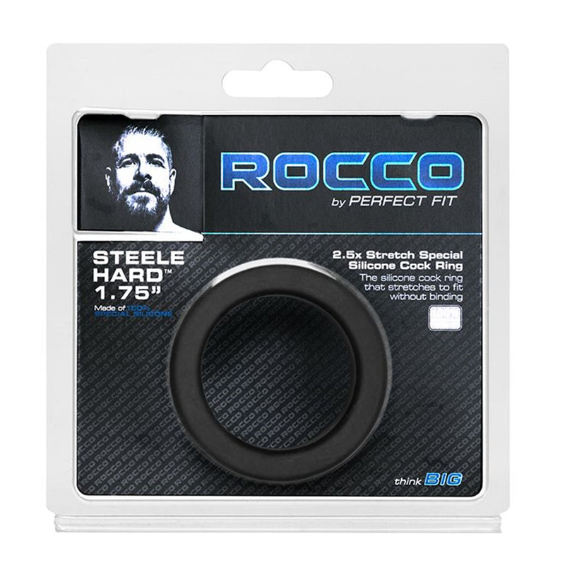 Perfect Fit Rocco Steele Hard Silicone Cock Ring Black