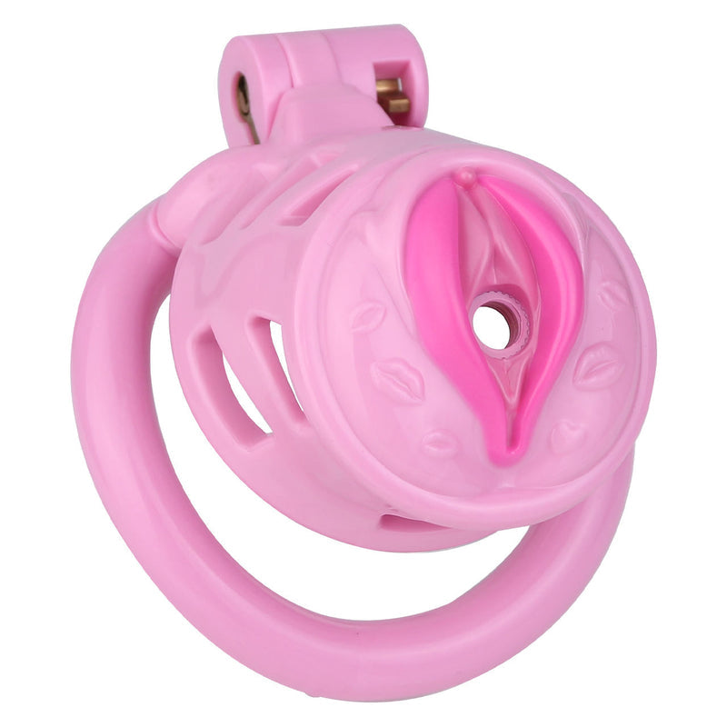 Pink Realistic Pussy Chastity Cage with Sexy Lips #271