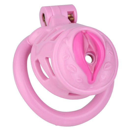 Pink Realistic Pussy Chastity Cage with Sexy Lips #271