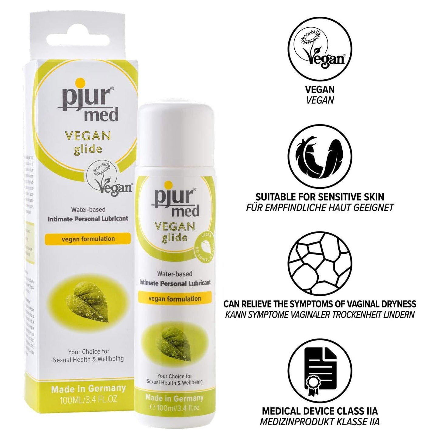 Pjur Med Vegan Glide Water based Lubricant 100 ML 3.4 FL OZ (New Packaging Design)
