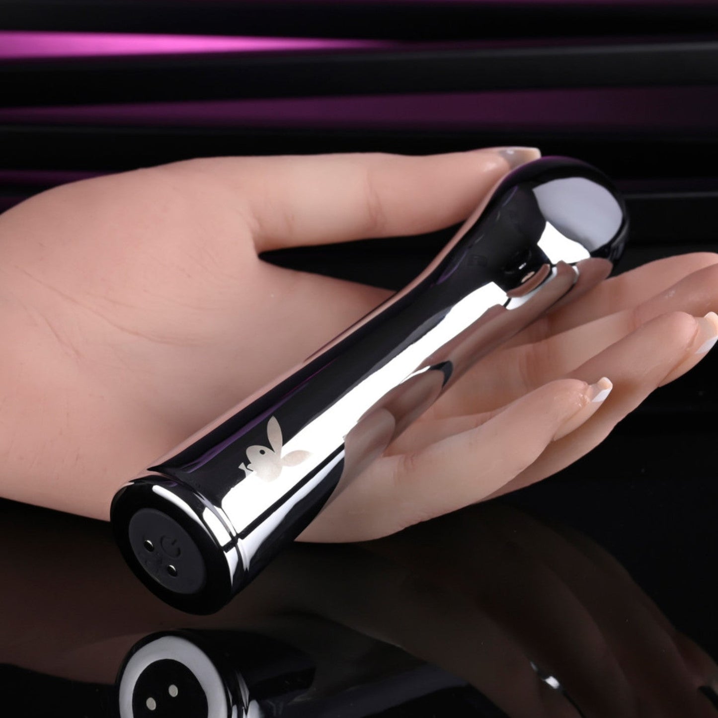 Playboy Swoon Rechargeable Vibrator Aluminum Platinum