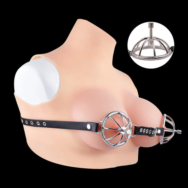 Psyche Goddess Steel Spiked Nipple Cages with Adjustable Straps