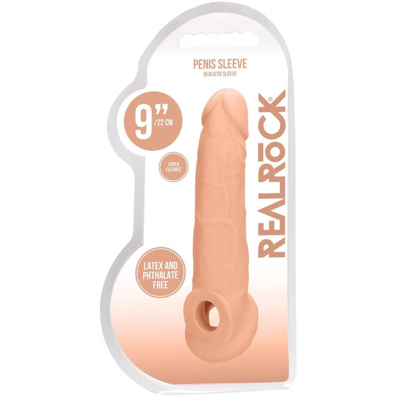 Shots RealRock Realistic Penis Sleeve 9"/21 cm Extender And Ball Stret