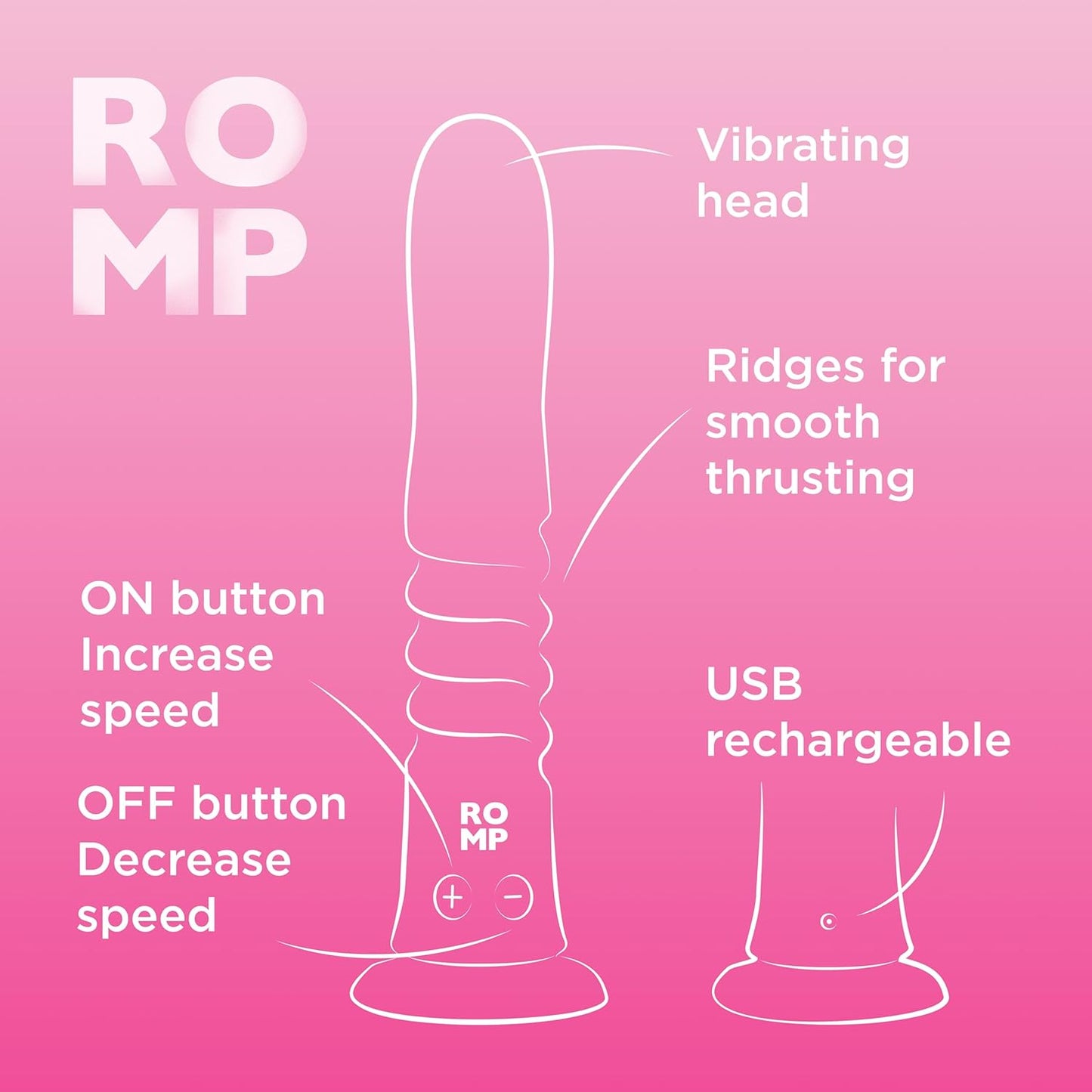 ROMP Jiggle Silicone Thrusting Vibrator 9 Inch