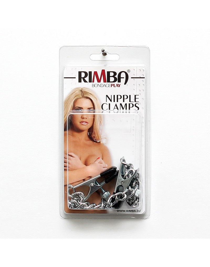 Rimba Large Metal Adjustable Nipple Clamps with Chain Silver RIM 7843
