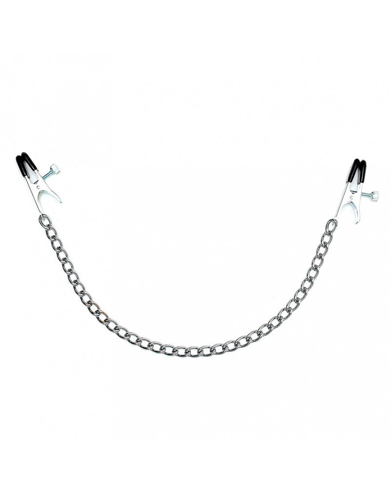 Rimba Large Metal Adjustable Nipple Clamps with Chain Silver RIM 7843