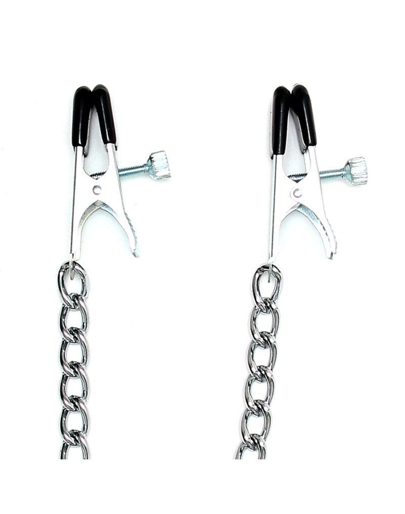 Rimba Large Metal Adjustable Nipple Clamps with Chain Silver RIM 7843
