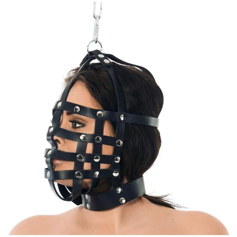 Rimba Leather Muzzle Mask with Top Hanging Ring RIM 7601 [Limited Time Offer]