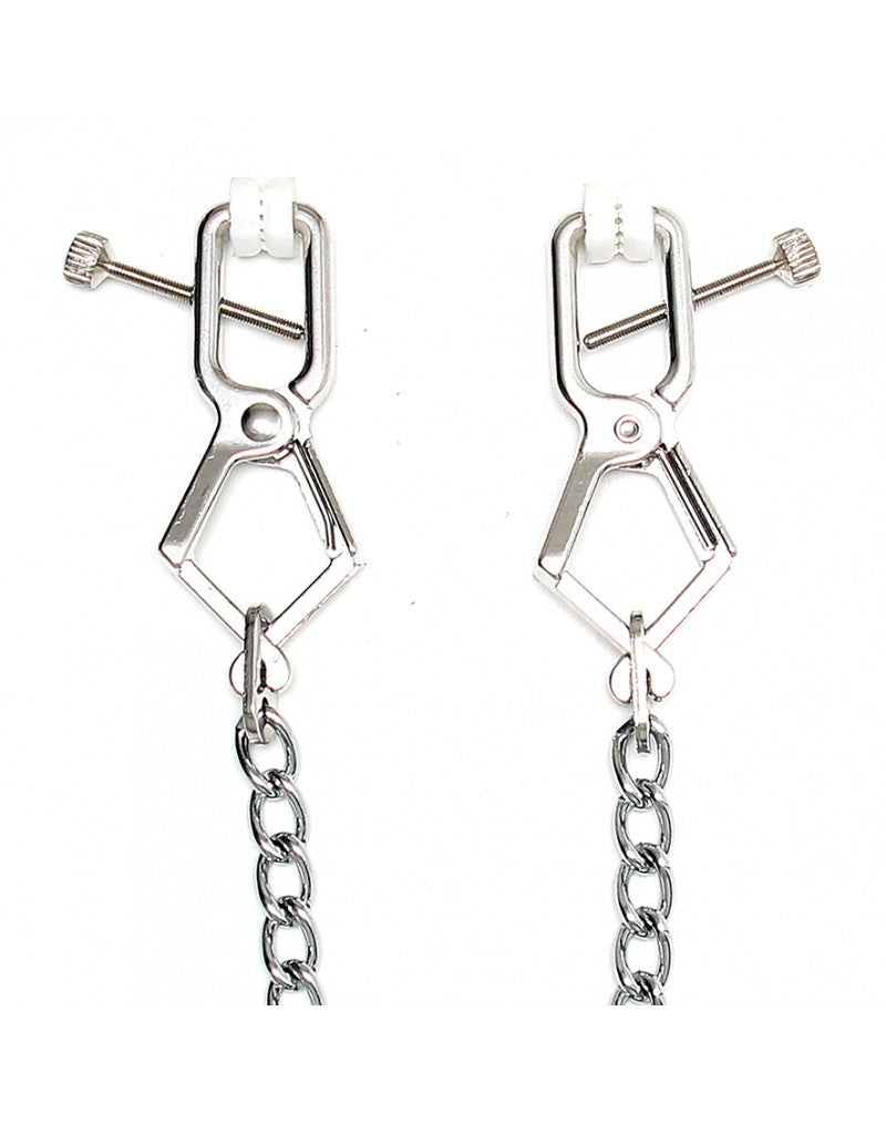 Rimba Metal Adjustable Butterfly Nipple Clamps with Chain Silver RIM 7832