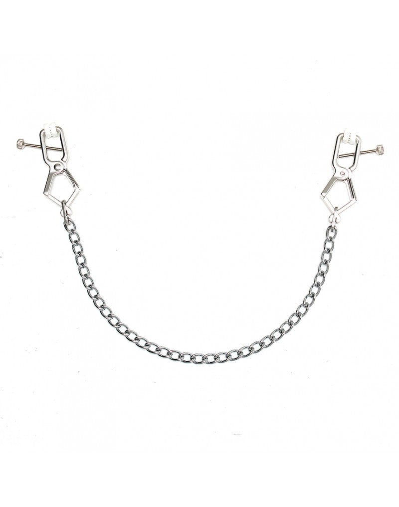 Rimba Metal Adjustable Butterfly Nipple Clamps with Chain Silver RIM 7832