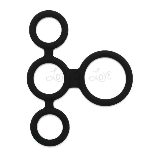 Rimba Quatro Cock Ring and Ball Splitter Black (Limited Period Sale)
