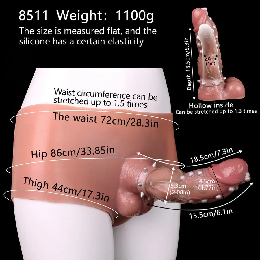 Silicone Strap-on Hollow Spiky Penis Briefs 7.3 inch [Limited Time Offer]