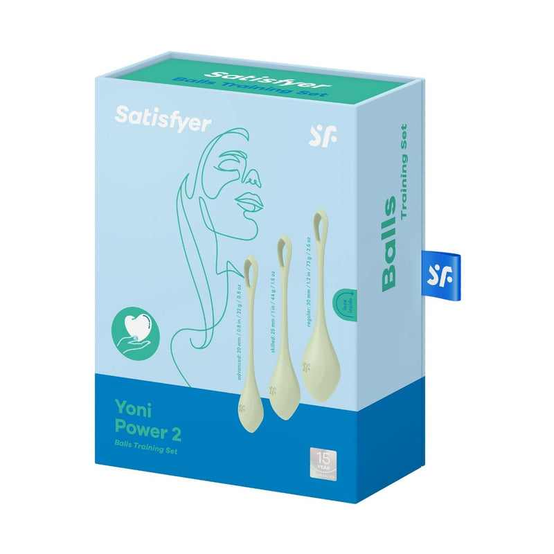 Satisfyer Yoni Power 2 Kegel Balls Training 3pc Set Light Green or Blue [Limited Time Offer]