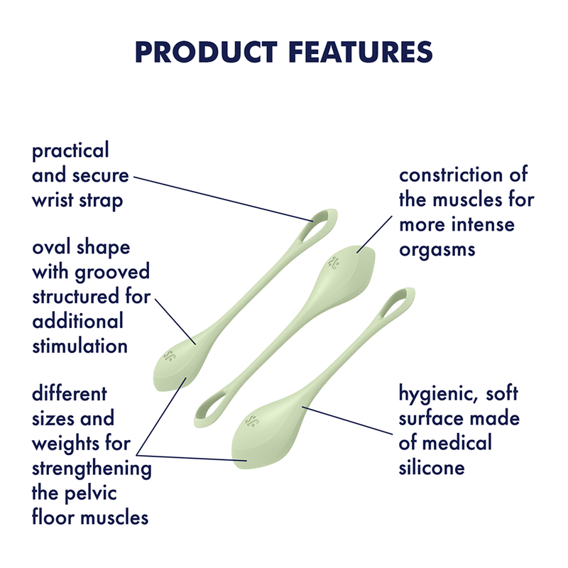 Satisfyer Yoni Power 2 Kegel Balls Training 3pc Set Light Green or Blue [Limited Time Offer]