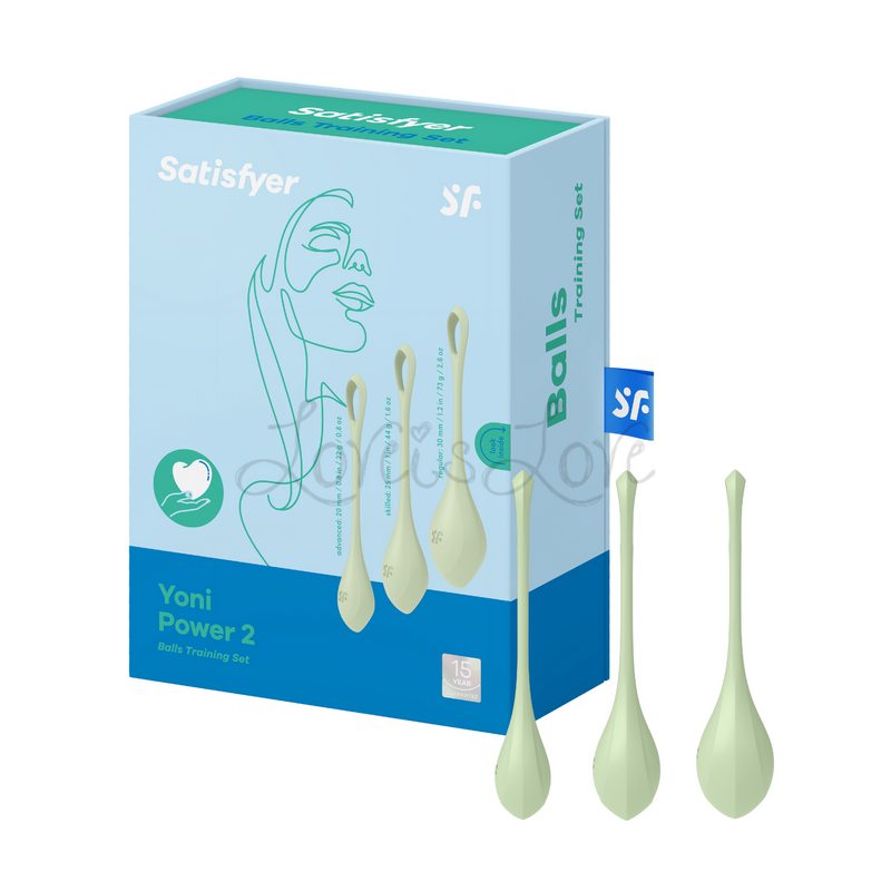 Satisfyer Yoni Power 2 Kegel Balls Training 3pc Set Light Green or Blue [Limited Time Offer]