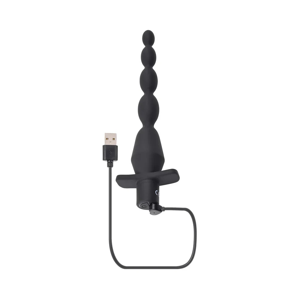 Selopa Vibrating Silicone Butt Beads Rechargeable Anal Silicone Black