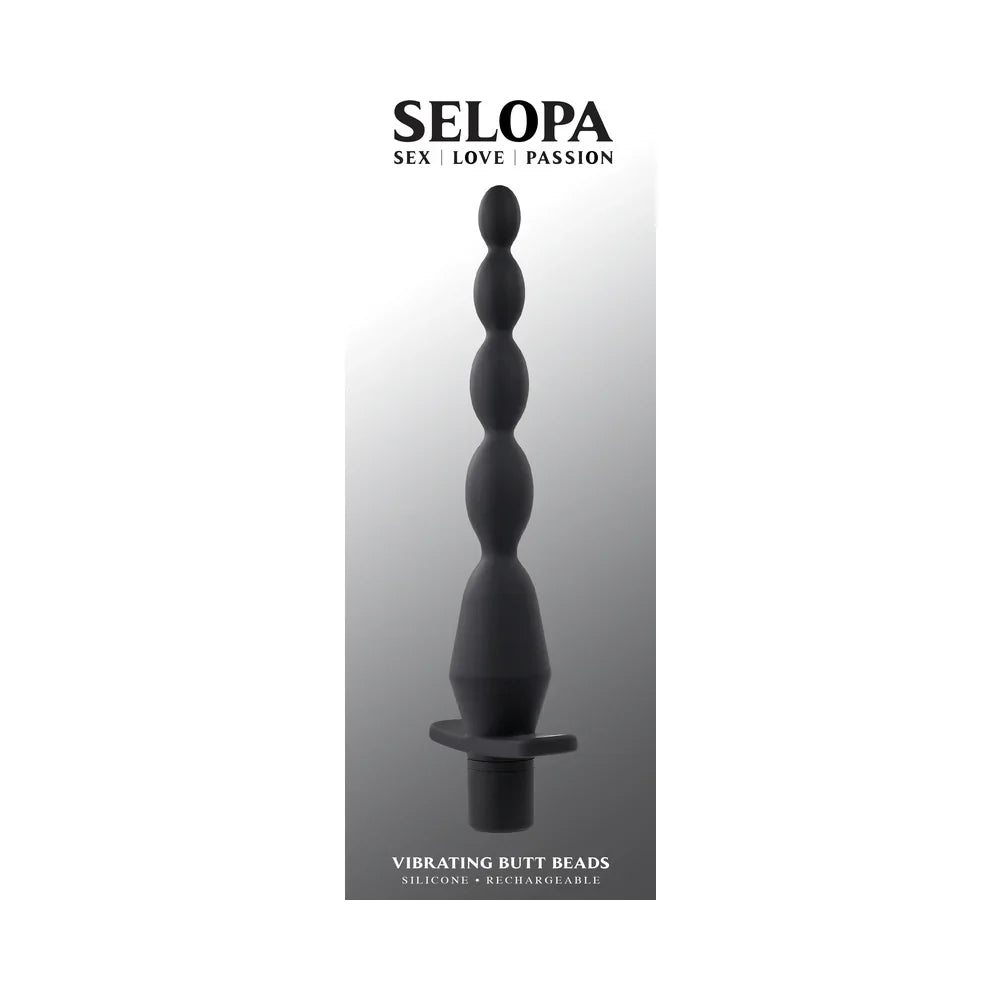 Selopa Vibrating Silicone Butt Beads Rechargeable Anal Silicone Black
