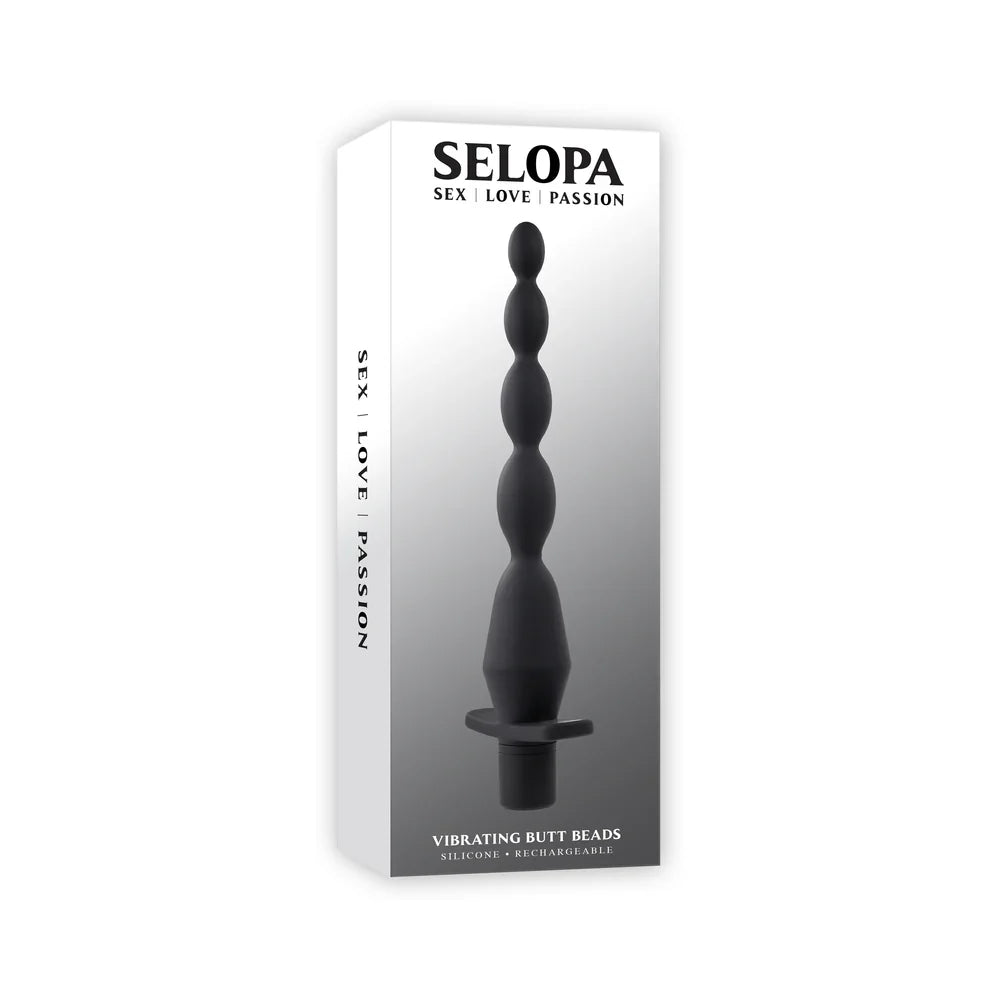 Selopa Vibrating Silicone Butt Beads Rechargeable Anal Silicone Black