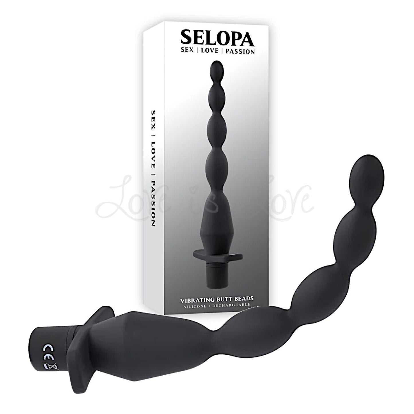 Selopa Vibrating Silicone Butt Beads Rechargeable Anal Silicone Black