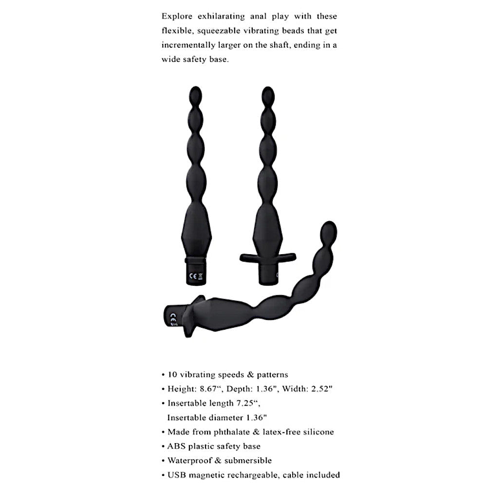 Selopa Vibrating Silicone Butt Beads Rechargeable Anal Silicone Black