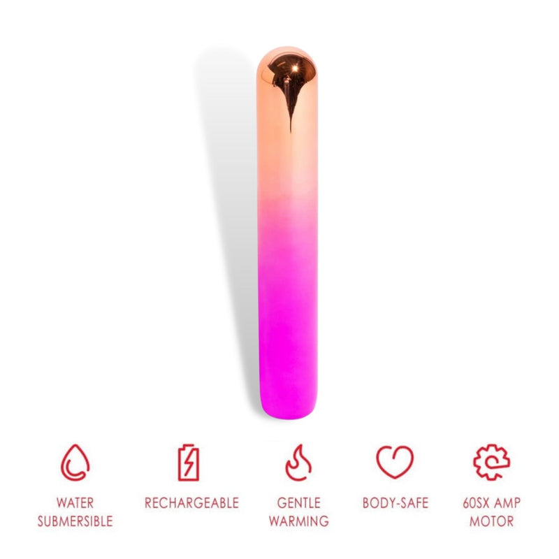 Sensuelle Aluminium Dual Motor Rumba Warming Bullet in Rainbow Ombre