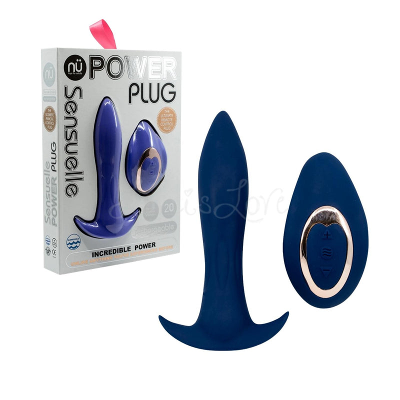 Sensuelle Power Plug 20 Functions Remote Control Butt Plug Navy Blue [Limited Time Offer]