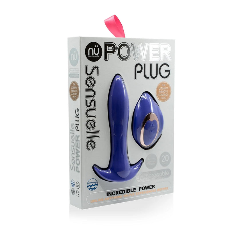 Sensuelle Power Plug 20 Functions Remote Control Butt Plug Navy Blue [Limited Time Offer]